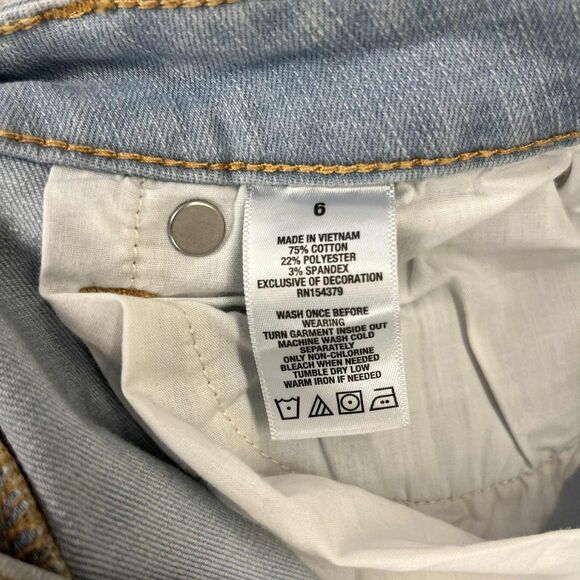 AERO Jeans Womens 6 Skinny Mid Rise Blue Distressed Stretch Denim Festival - Picture 5 of 9